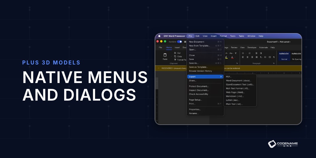 Native Menus, File Dialogs and 3D Models