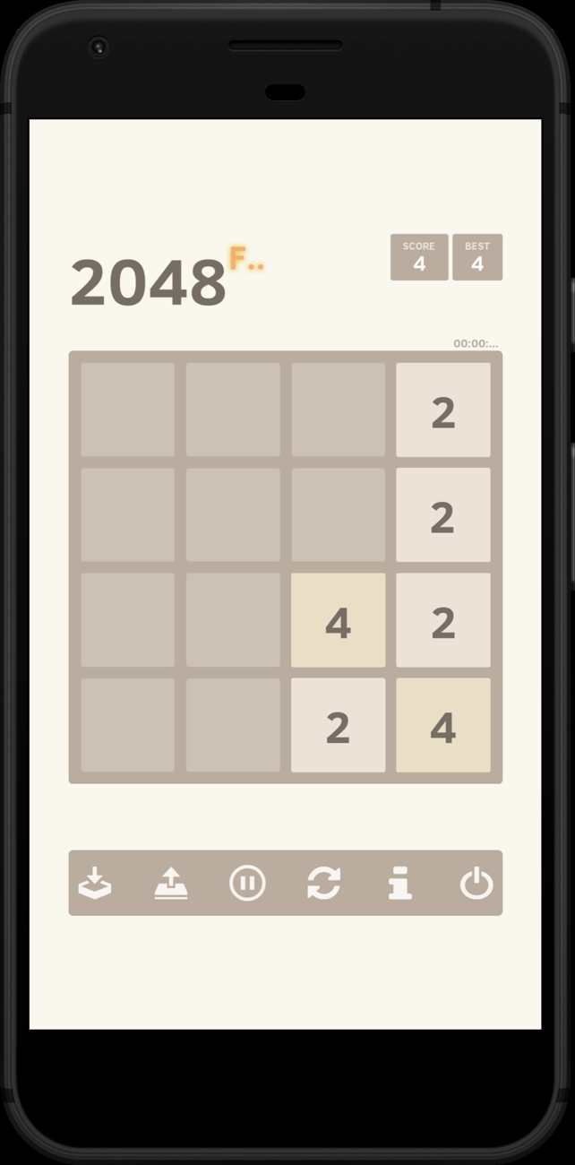 The JavaFX 2048 game running as a Codename One app on an Android phone
